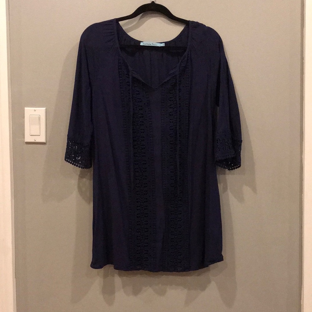 Solitaire Swim Navy knit beach cover up size large